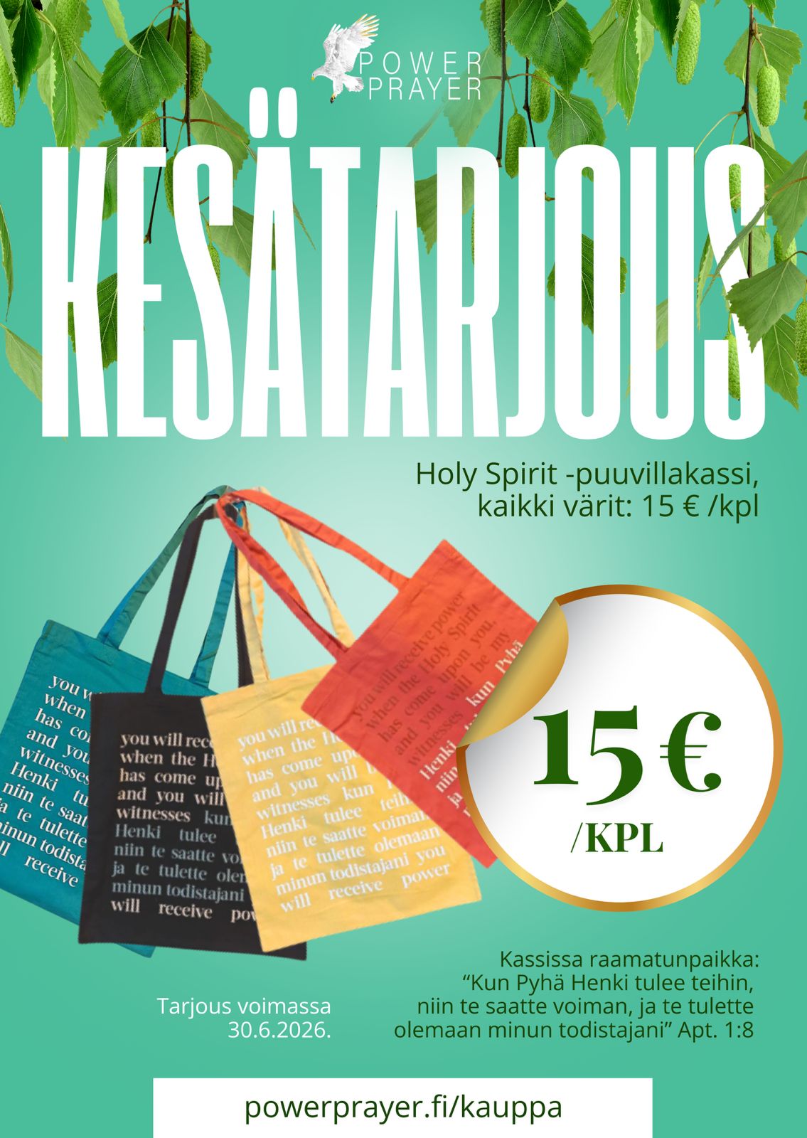 KESÄTARJOUS: Puuvillakassi Holy Spirit hintaan 15€ - Image 2