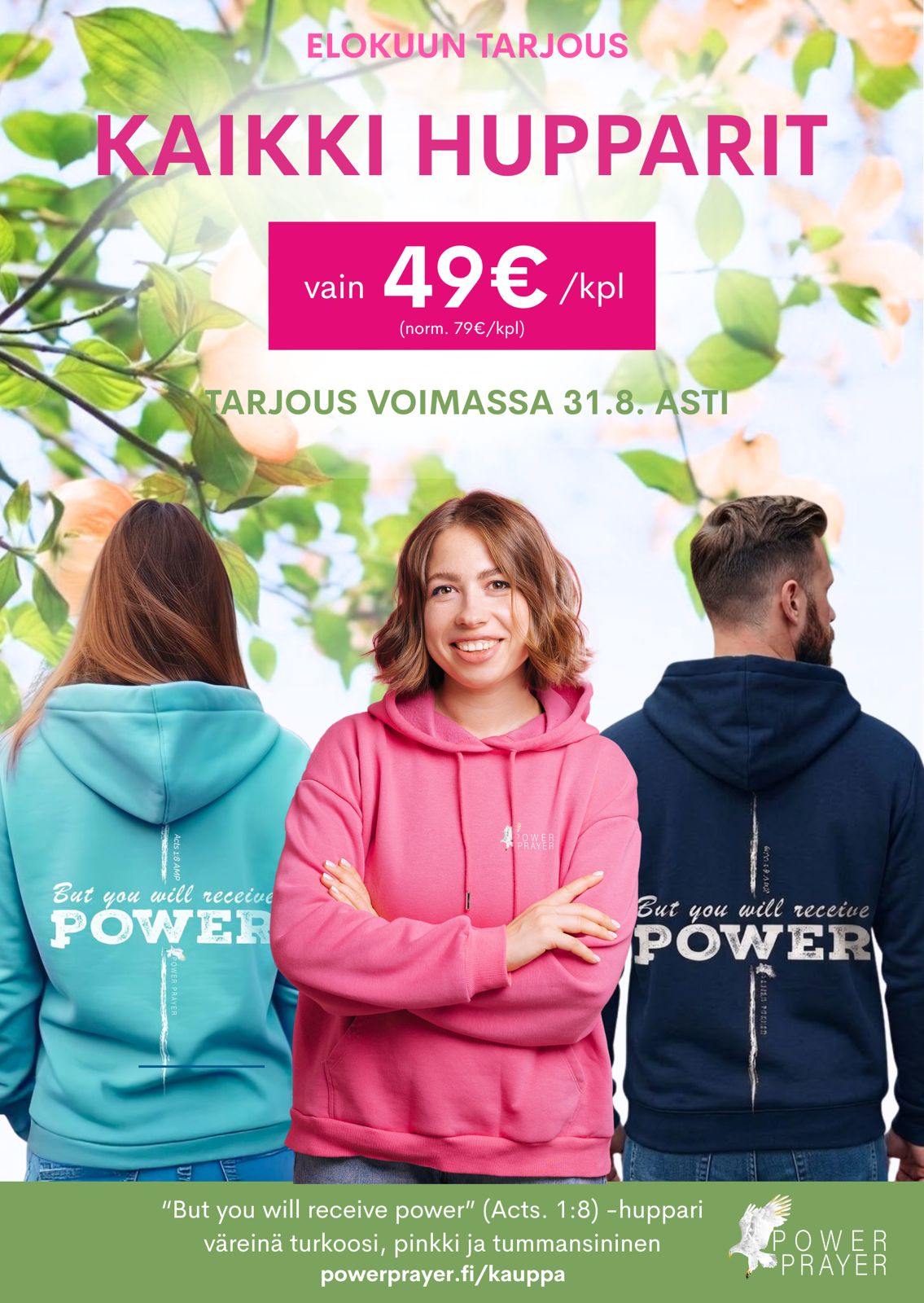 ELOKUUN TARJOUS: You will receive power -huppari / tummansininen vain 49€
