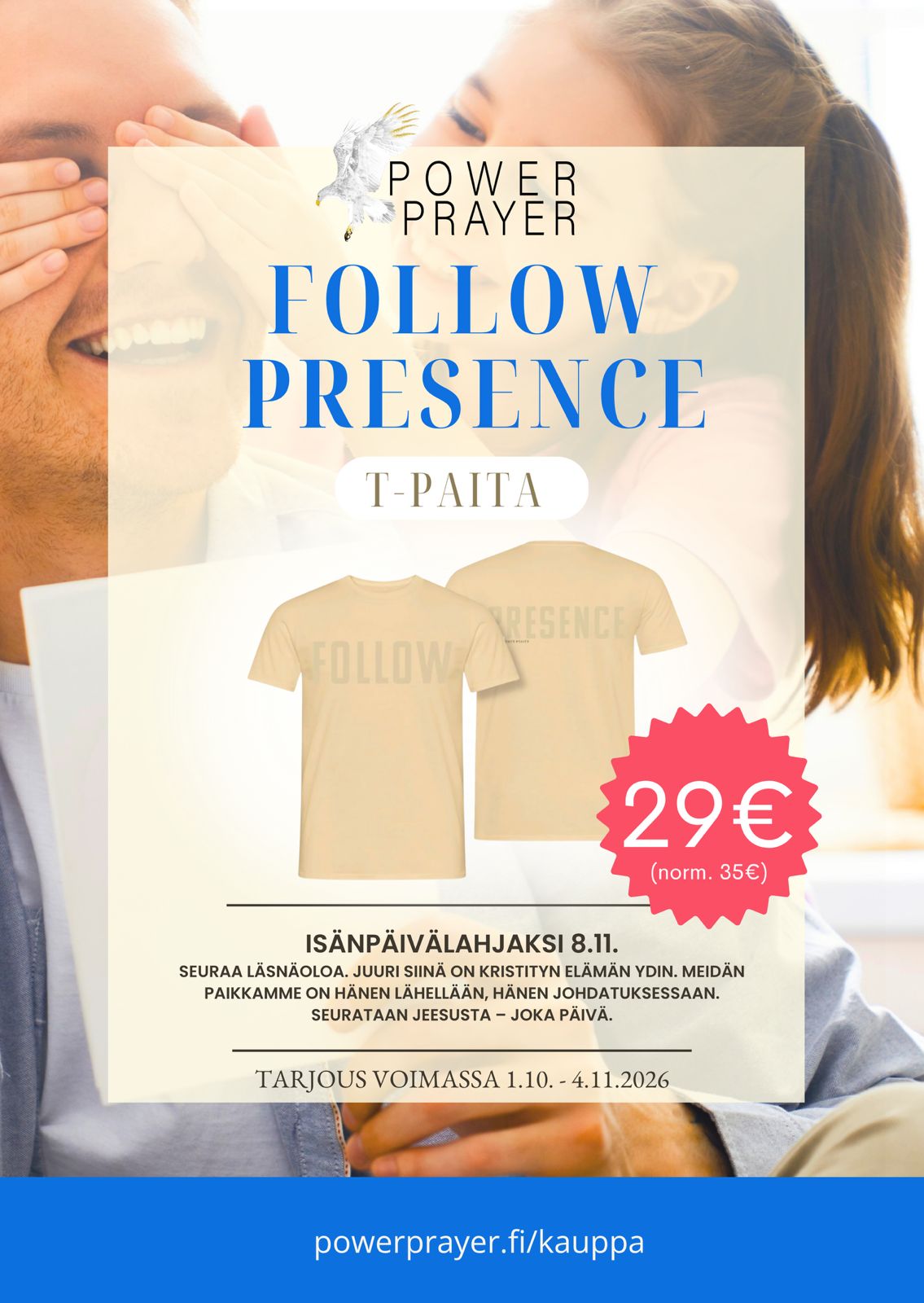 TARJOUS: T-paita | Follow Presence, hiekanbeige - Image 2